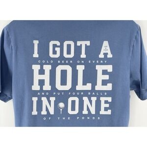 Life Is Good Crusher Tee Men's M Blue Golf‎ Humor Hole in One Graphic T-Shirt